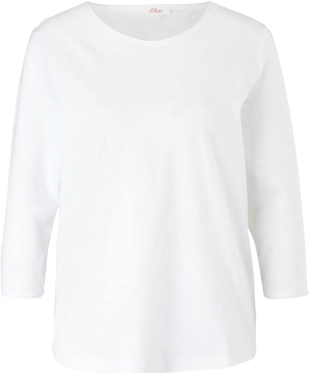 s.Oliver T-Shirt, mit süßen Rollkanten am Ausschnitt und am 3/4 Ärmel günstig online kaufen