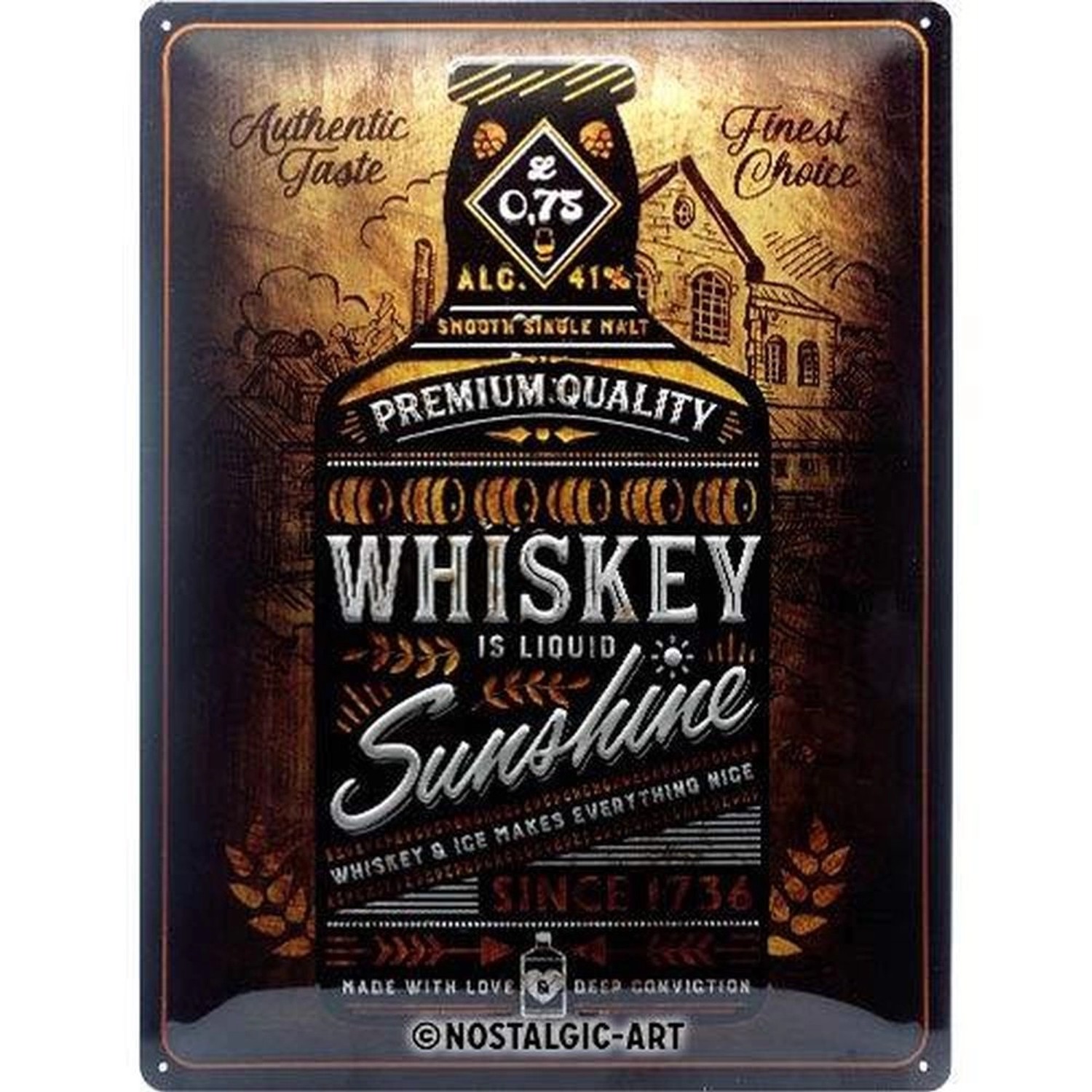 Nostalgic-Art Blechschild 30 x 40 cm - Open Bar - Whiskey Sunshine günstig online kaufen