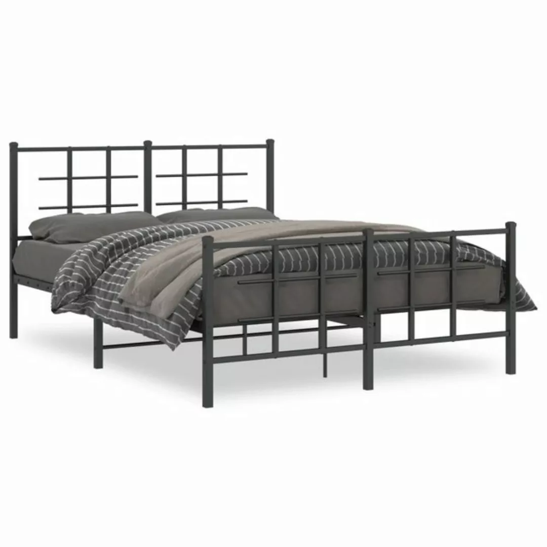 furnicato Bettgestell mit Kopf- und Fußteil Metall Schwarz 140x190 cm (1-tl günstig online kaufen