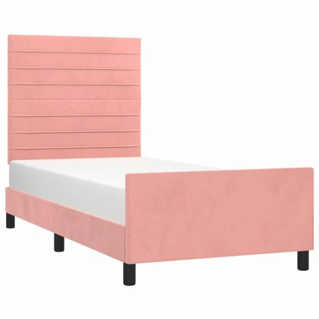 vidaXL Bett Bettgestell mit Kopfteil Rosa 90x200 cm Samt günstig online kaufen