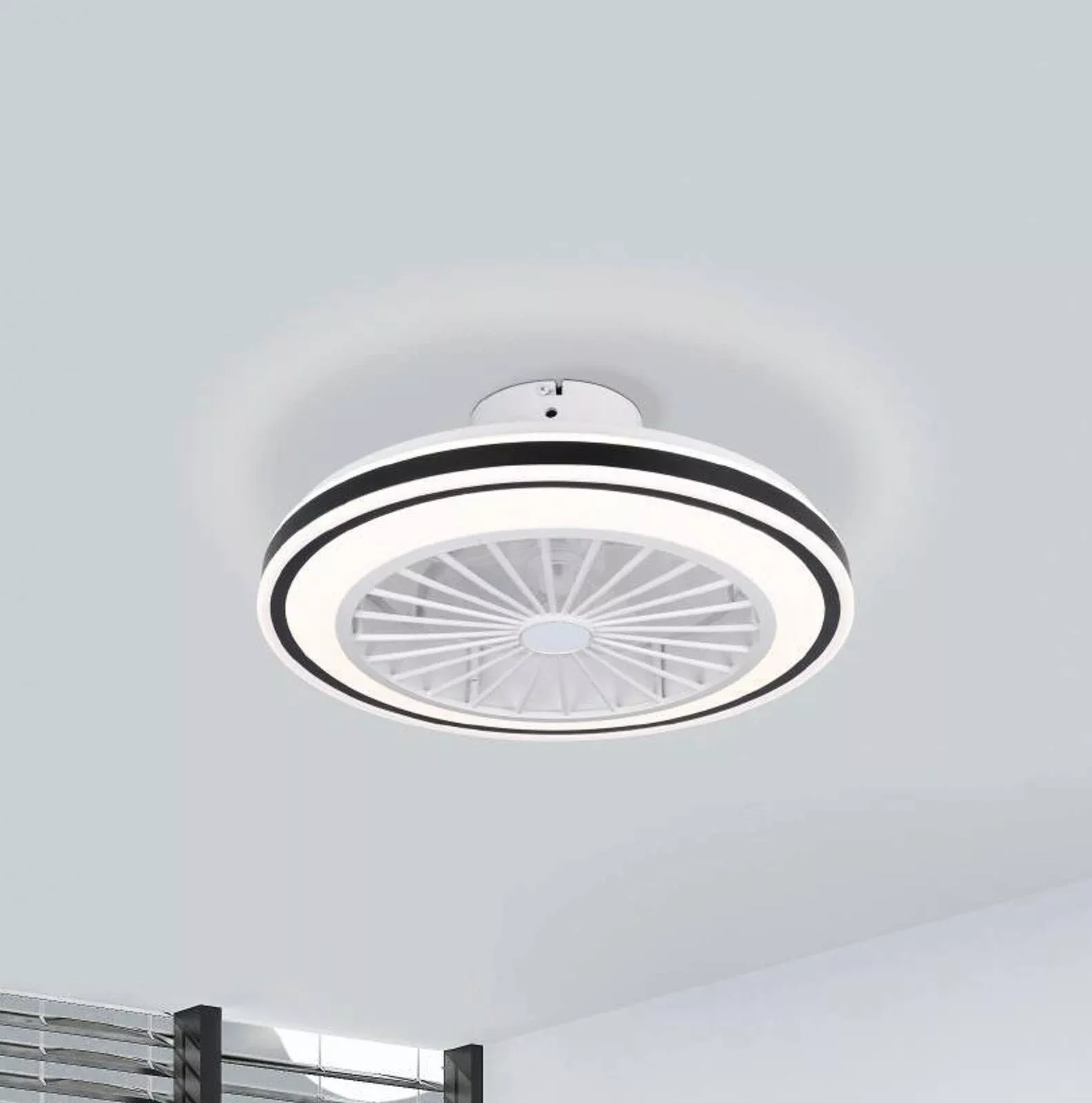 Deckenventilator Almeria LED CCT, weiß/schwarz günstig online kaufen