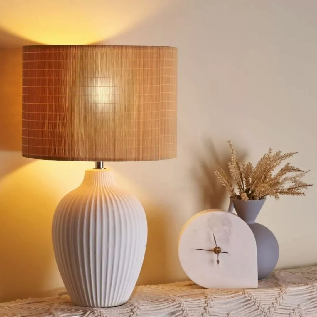 Pauleen Timber Glow Tischlampe Bambus, Keramikfuß günstig online kaufen