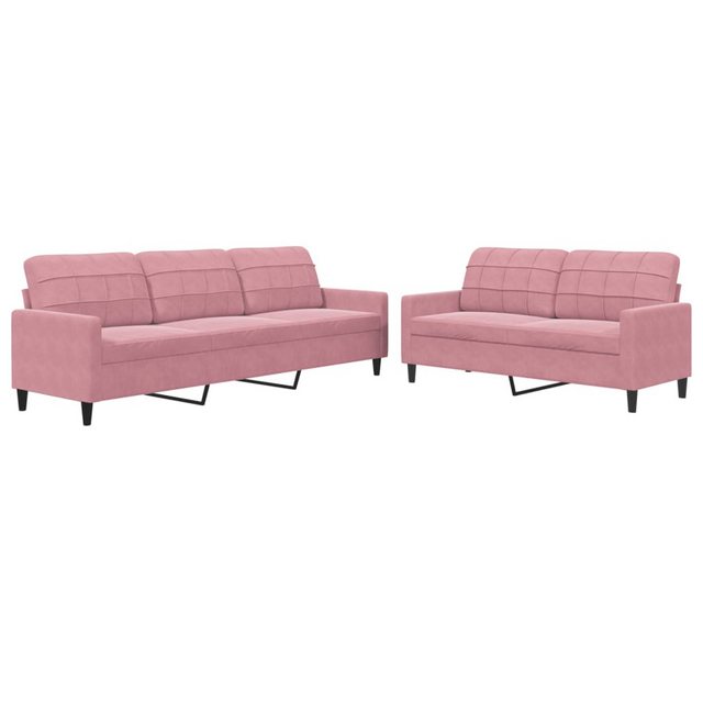 vidaXL Sofa 2-tlg. Sofagarnitur mit Kissen Rosa Samt günstig online kaufen