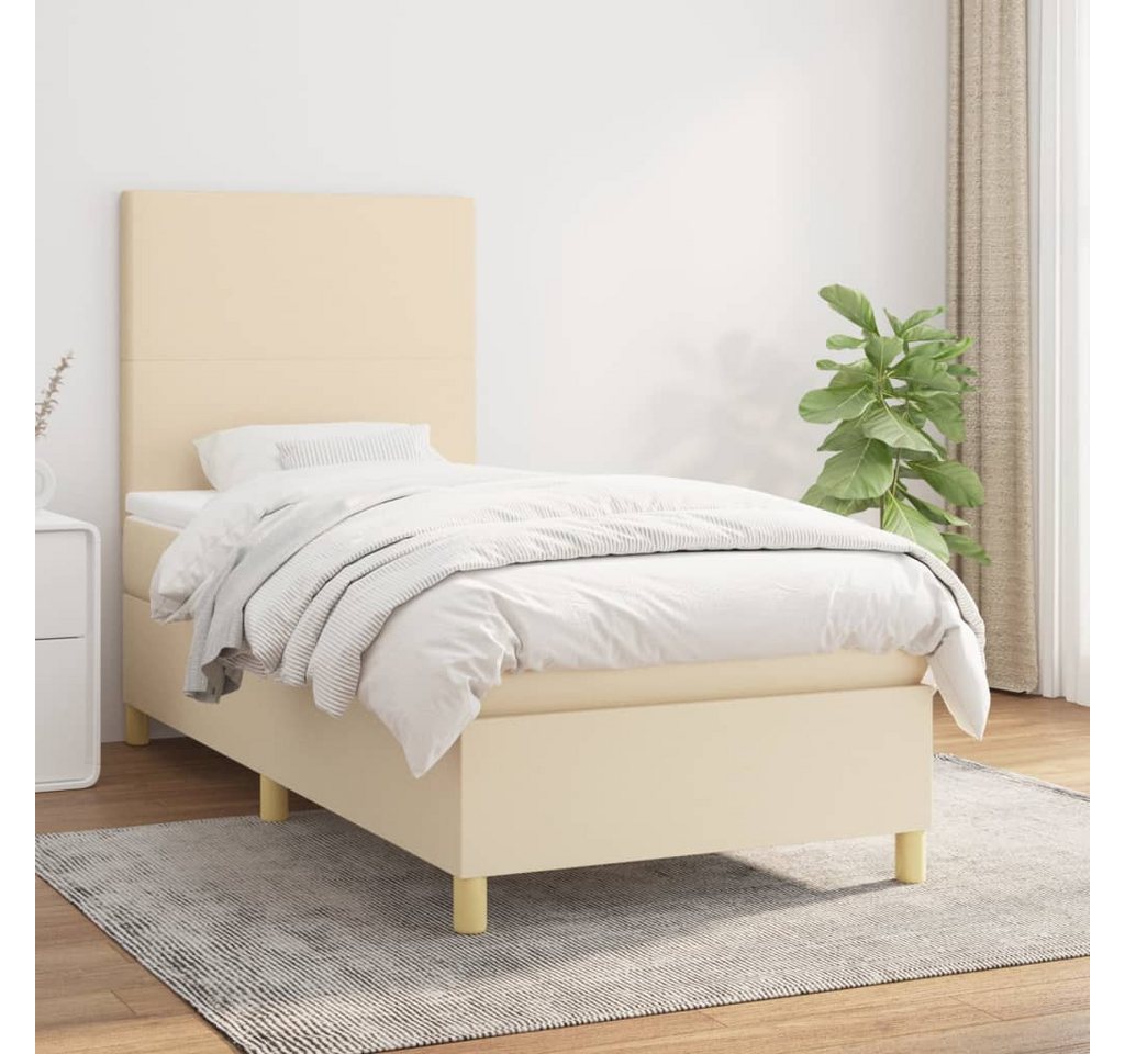 vidaXL Boxspringbett Bett Boxspringbett mit Matratze Stoff (90 x 190 cm, Cr günstig online kaufen