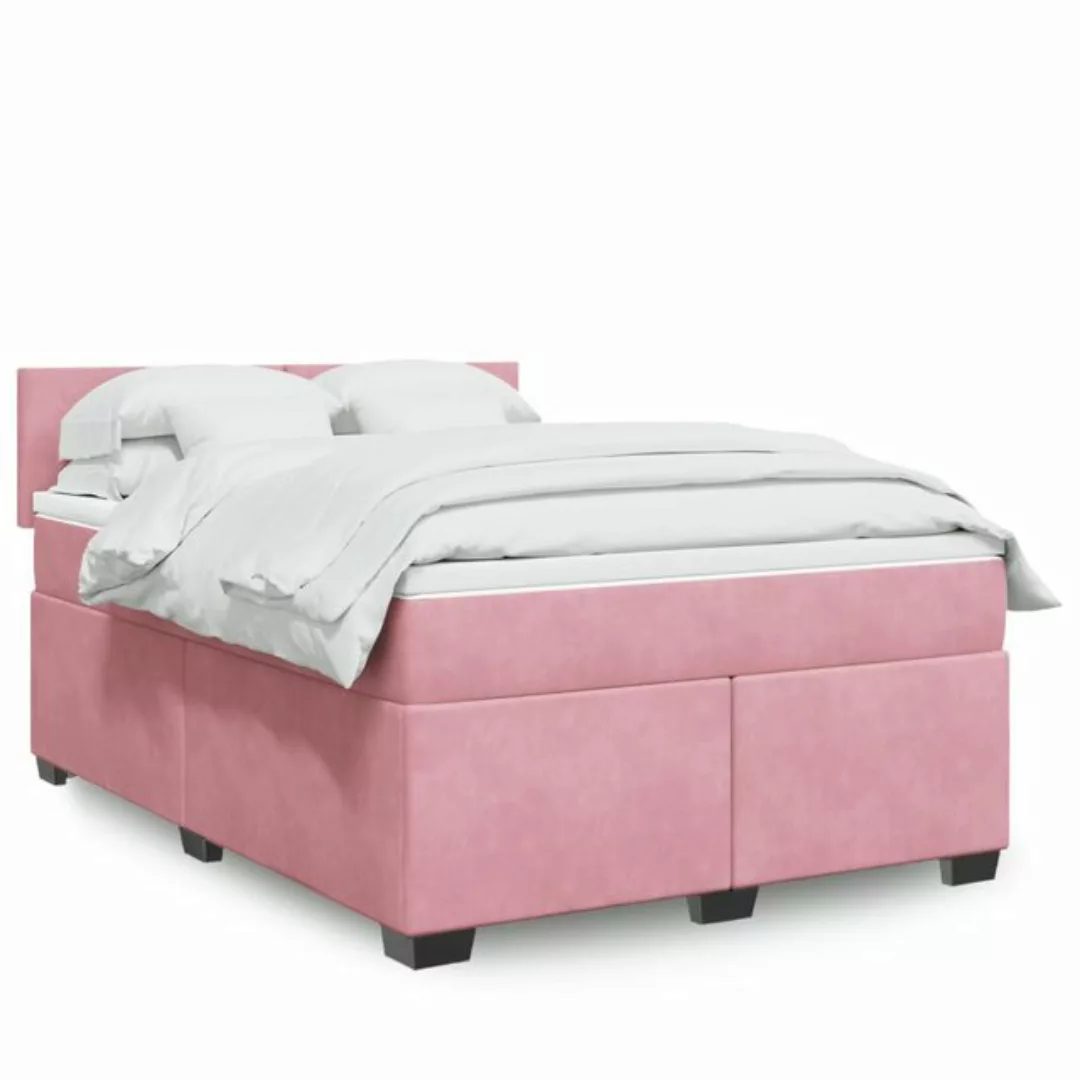 furnicato Bettgestell Boxspringbett mit Matratze Rosa 140x190 cm Samt günstig online kaufen