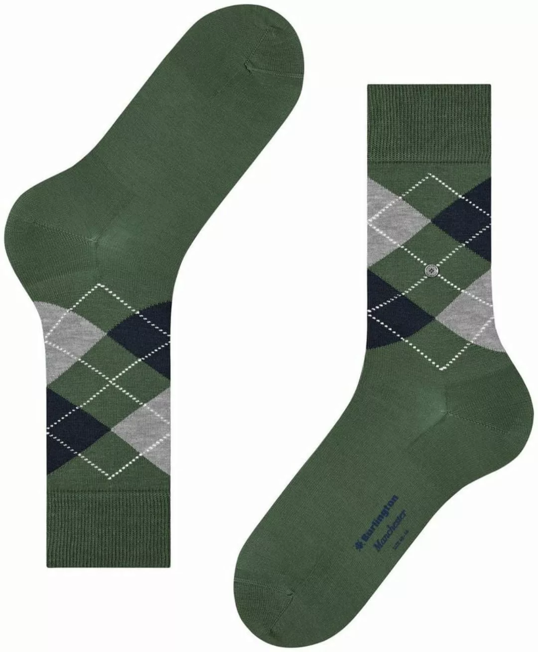 Burlington Manchester Socken Kariert Grün 7982 - Größe 40-46 günstig online kaufen