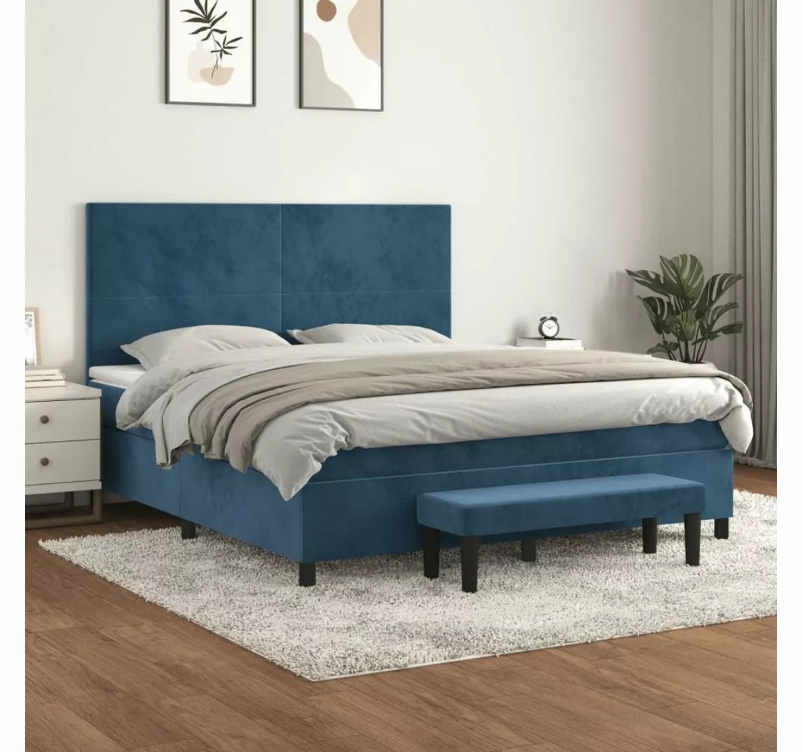 vidaXL Boxspringbett Boxspringbett mit Matratze und Fusshocker Samt (180 x günstig online kaufen