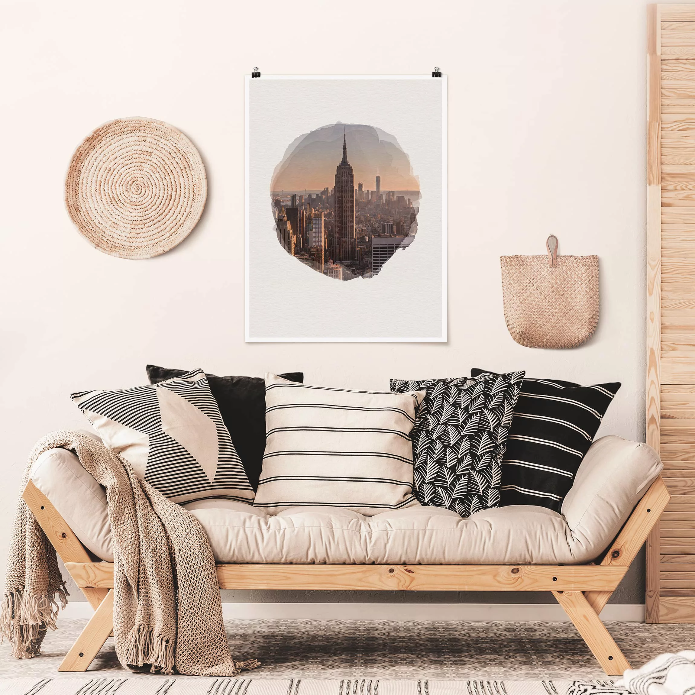 Poster Architektur & Skyline - Hochformat Wasserfarben - Blick vom Top of t günstig online kaufen
