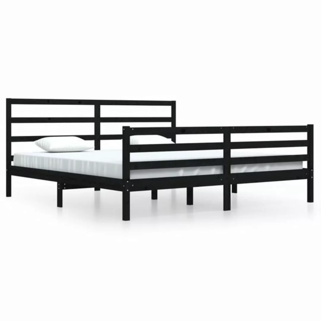 vidaXL Bettgestell Massivholzbett Schwarz Kiefer 200x200 cm Bett Bettgestel günstig online kaufen