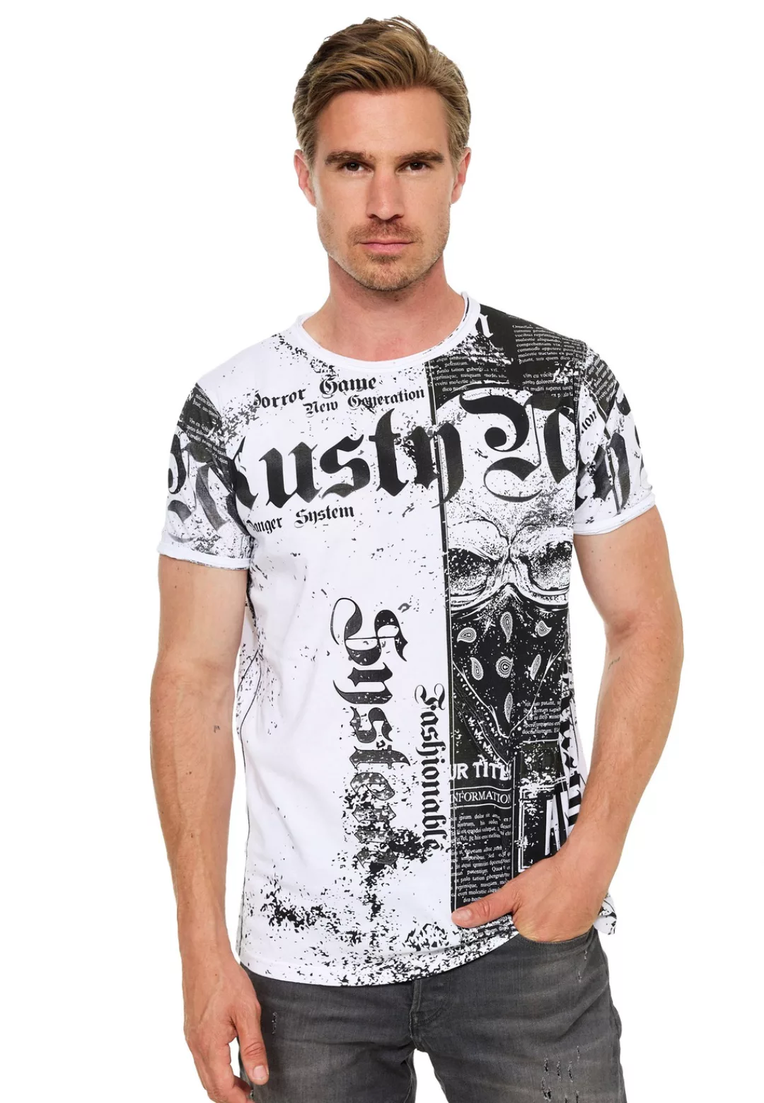 Rusty Neal T-Shirt, mit Allover-Print im Used-Look günstig online kaufen