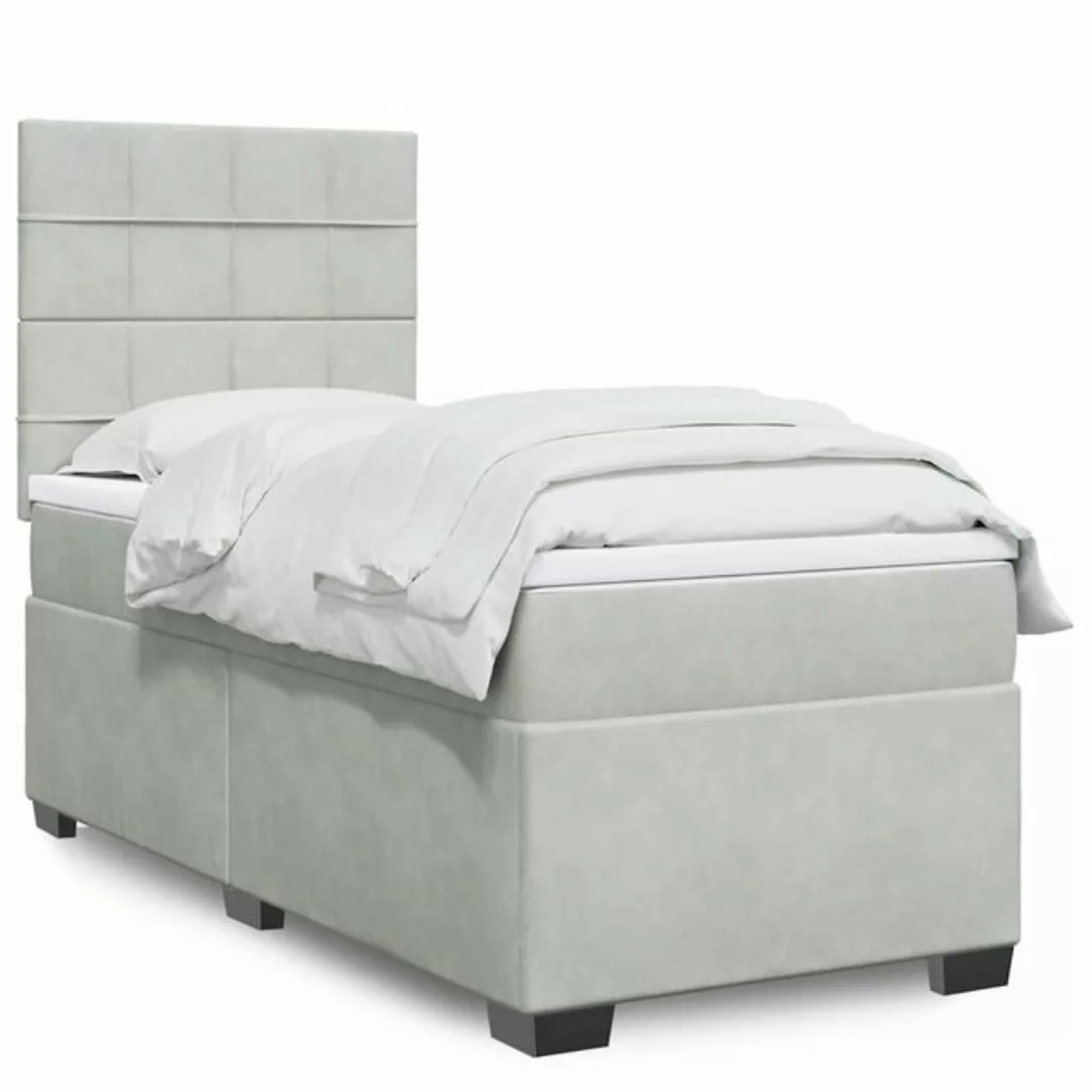 vidaXL Boxspringbett, Boxspringbett mit Matratze Hellgrau 80x200 cm Samt günstig online kaufen