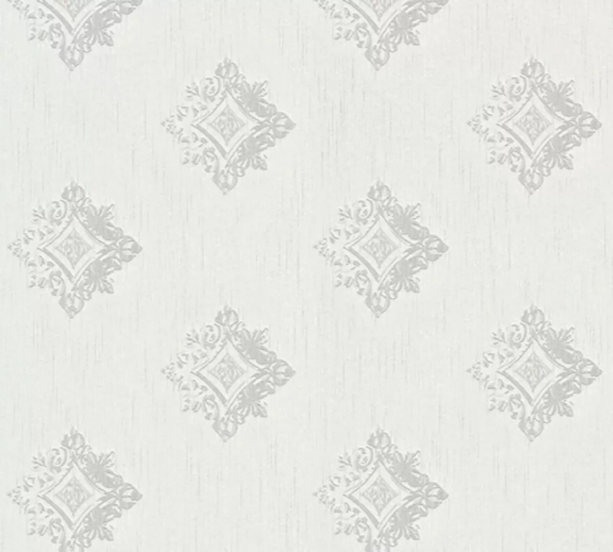 Bricoflor Ornament Textiltapete Weiß Grau Elegante Tapete mit Muster Edel I günstig online kaufen