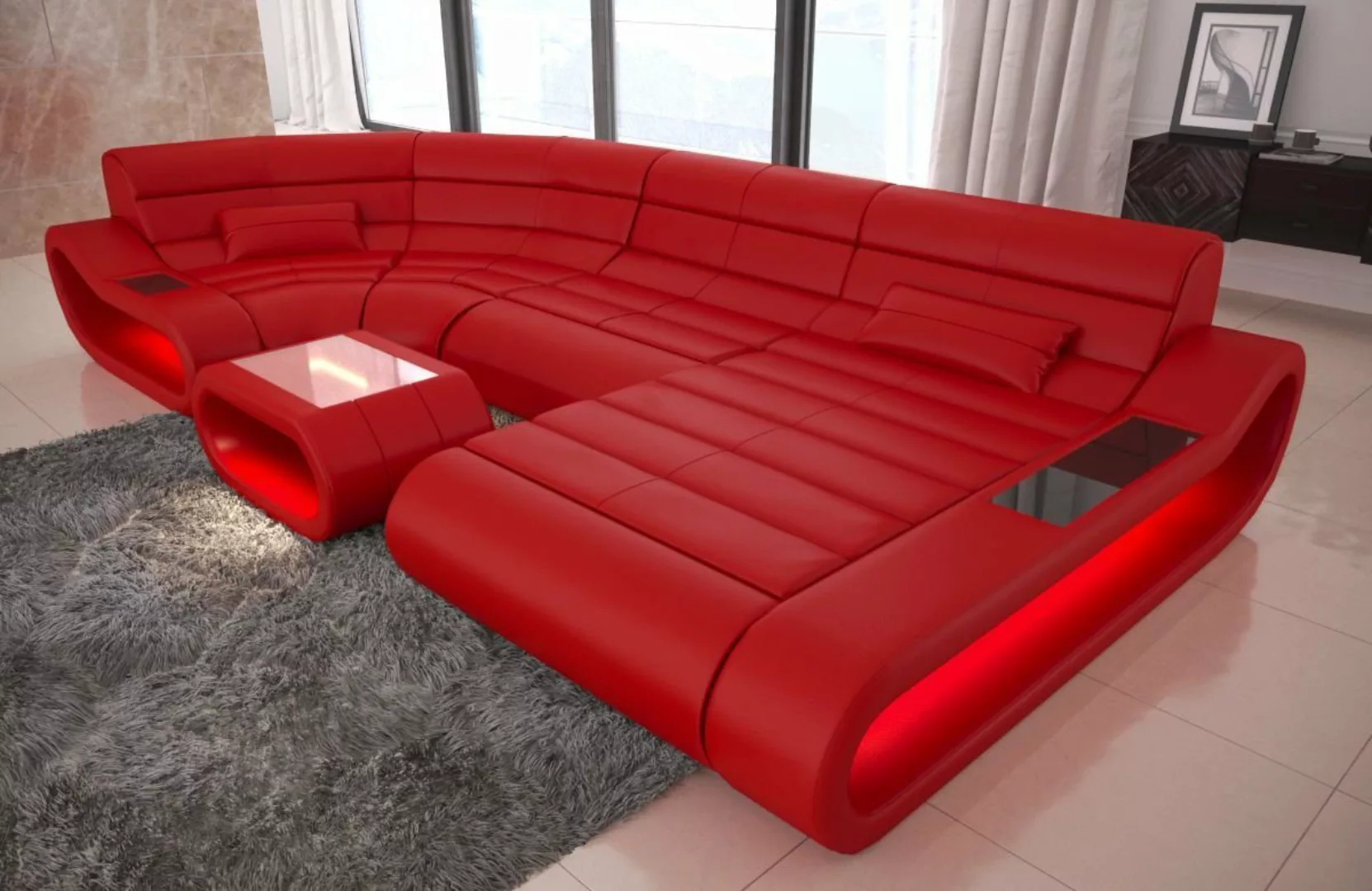 Sofa Dreams Wohnlandschaft Ledercouch Leder Sofa Concept U Form Ledersofa, günstig online kaufen