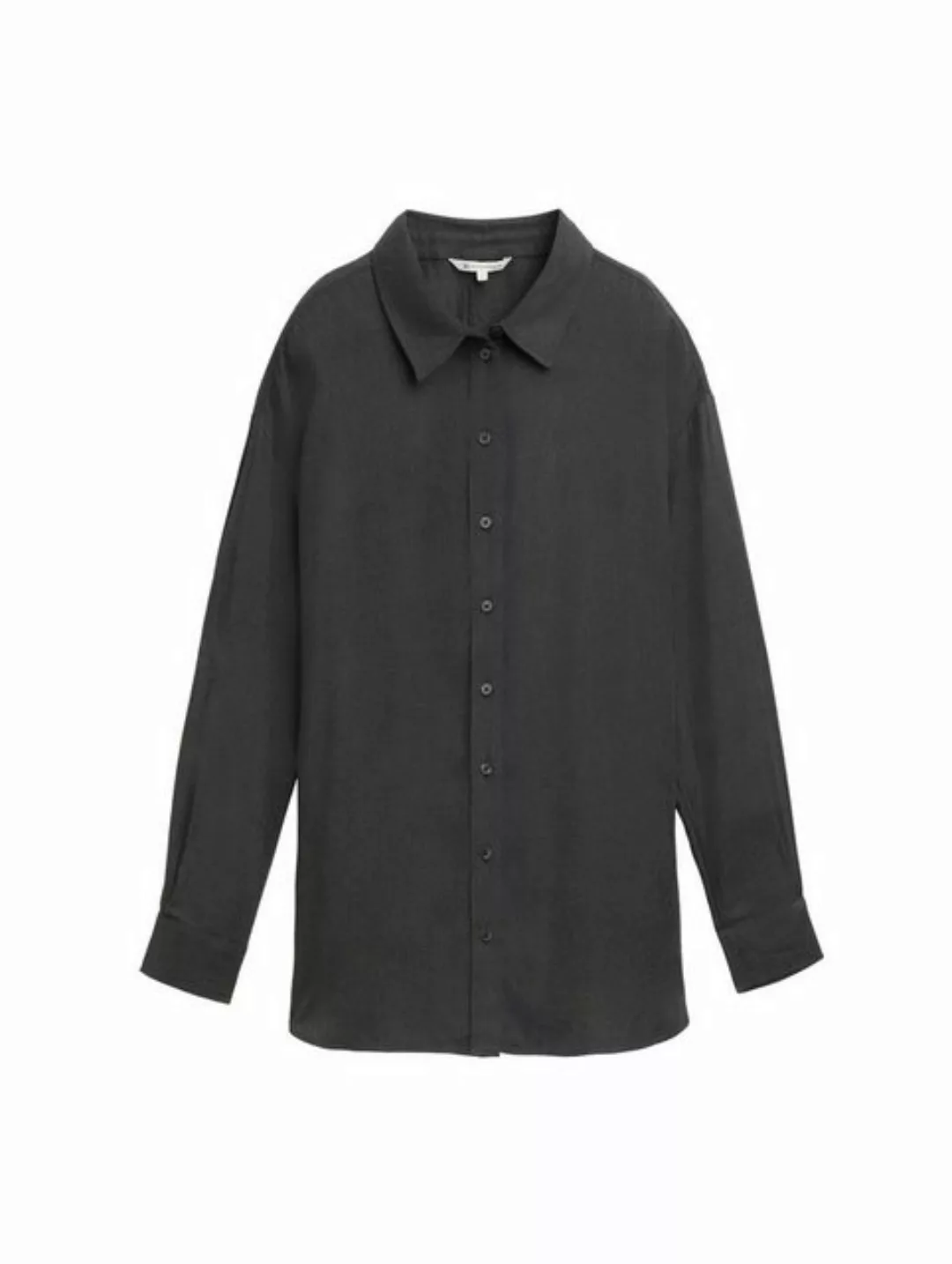 TOM TAILOR Denim Blusentop cozy long shirt, Shale Grey Melange günstig online kaufen