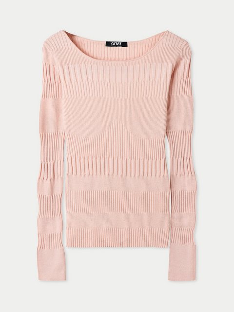 GOBI Cashmere Rundhalspullover Rippenpullover aus Baumwoll-Seiden-Kaschmir- günstig online kaufen