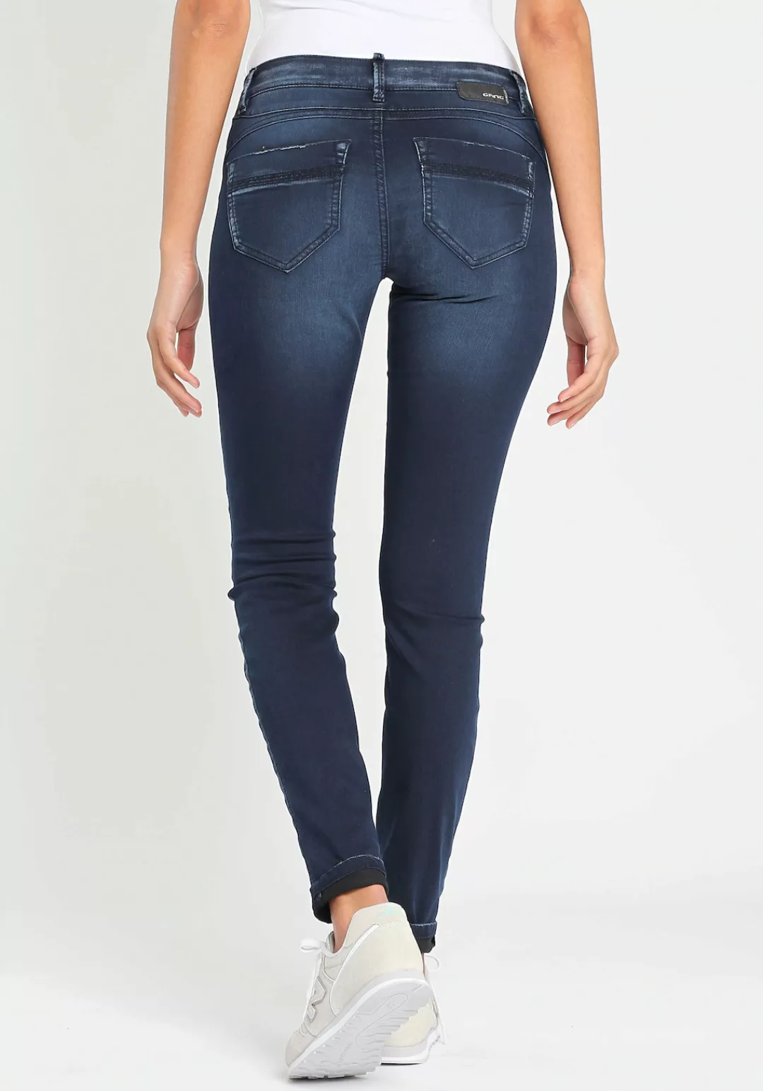 GANG Skinny-fit-Jeans 94NELE mit Rundpasse und seitlichen Dreieckseinsätzen günstig online kaufen