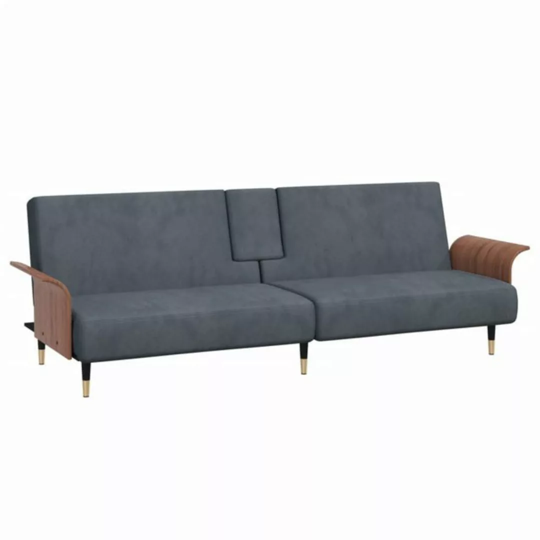 vidaXL Sofa Schlafsofa mit Getränkehaltern Dunkelgrau Samt Schlafcouch Couc günstig online kaufen