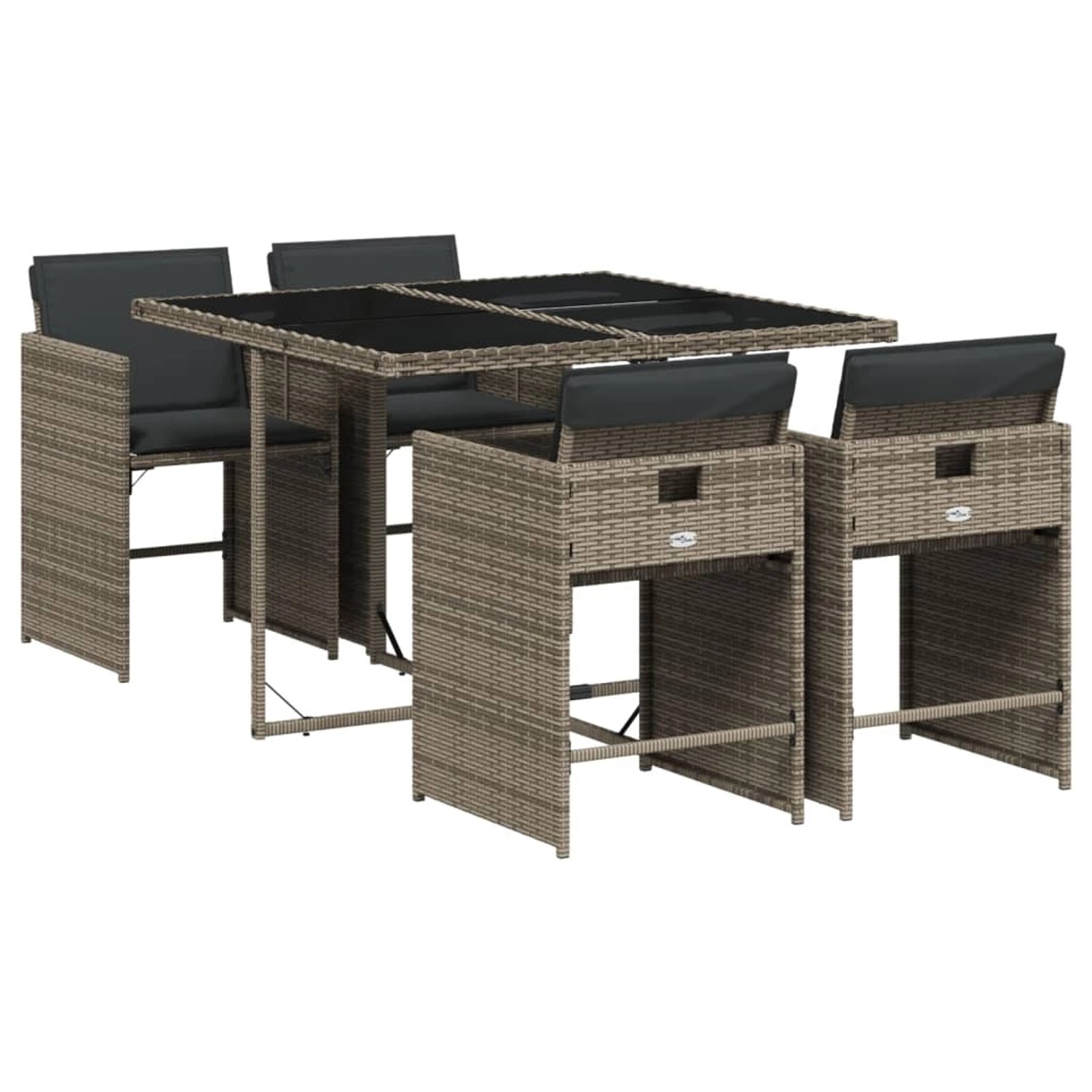 vidaXL 5-tlg Garten-Essgruppe mit Kissen Grau Poly Rattan Modell 99 günstig online kaufen