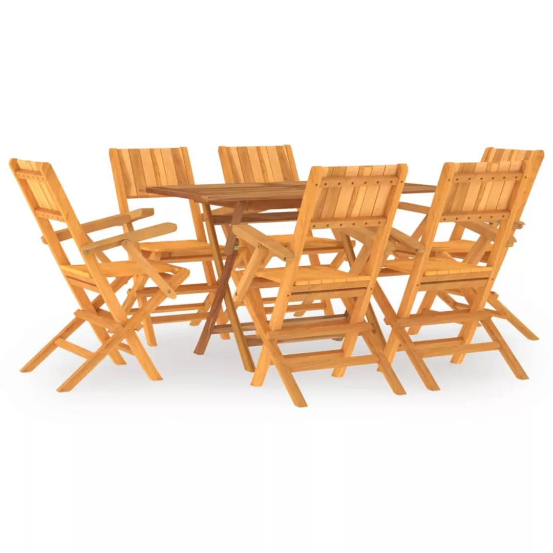 Vidaxl 7-tlg. Garten-essgruppe Massivholz Teak günstig online kaufen