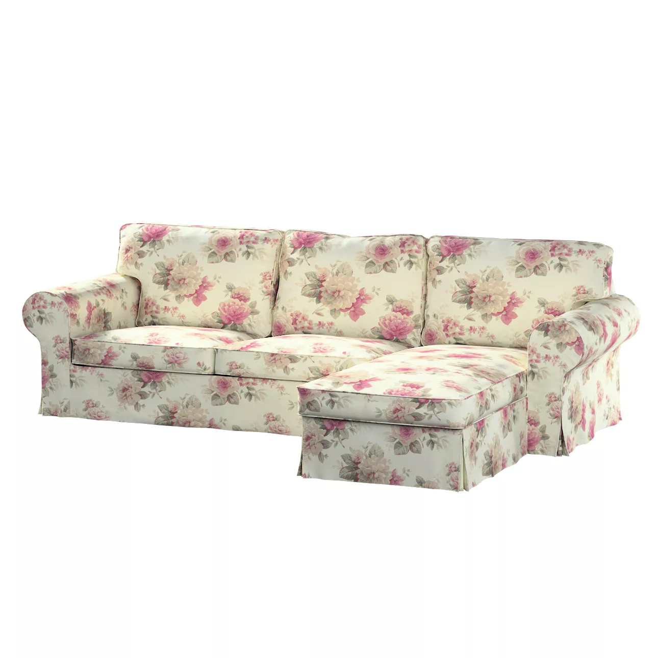 Bezug für Ektorp 2-Sitzer Sofa mit Recamiere, beige- rosa, Ektorp 2-Sitzer günstig online kaufen