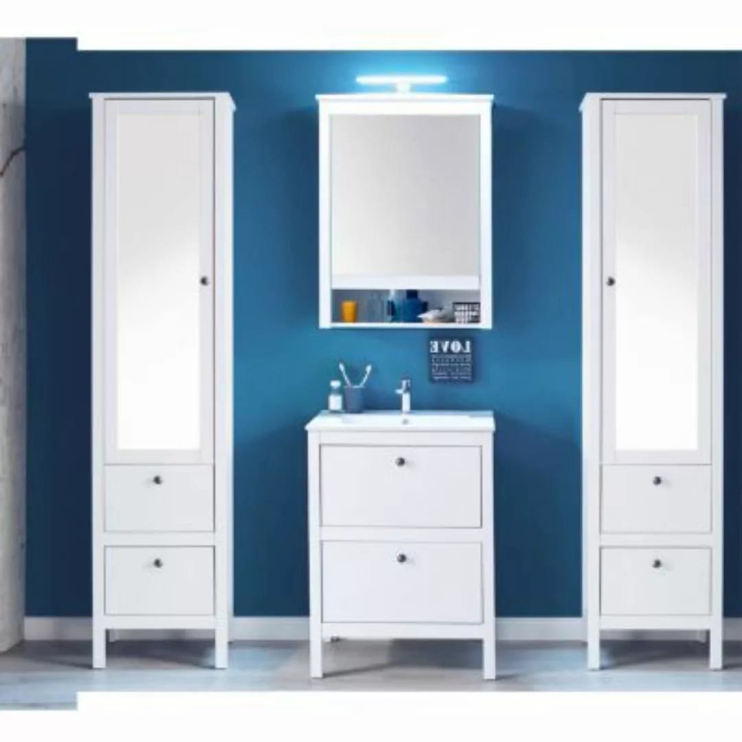 Lomadox Badezimmer Kombi mit LED-Beleuchtung OLOT-19 in weiß, B/H/T: ca. 18 günstig online kaufen