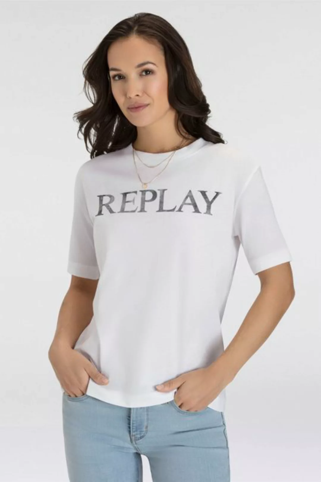 Replay T-Shirt mit Markenprint vorne günstig online kaufen