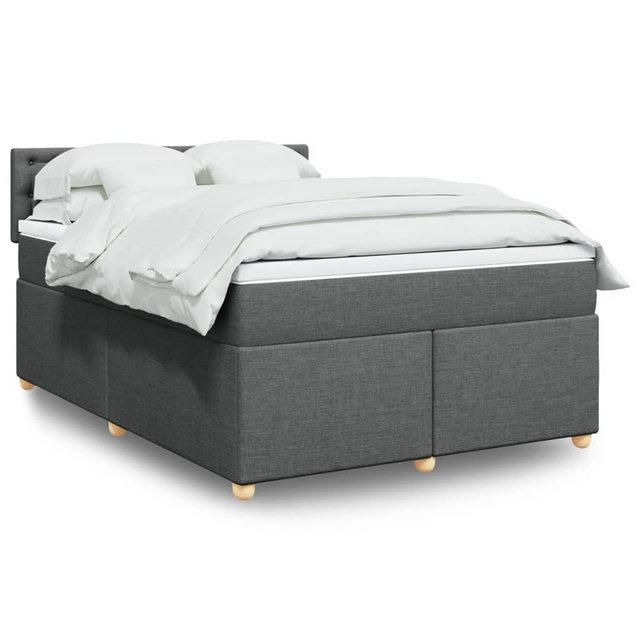 vidaXL Bettgestell Boxspringbett mit Matratze Dunkelgrau 140x200 cm Stoff B günstig online kaufen