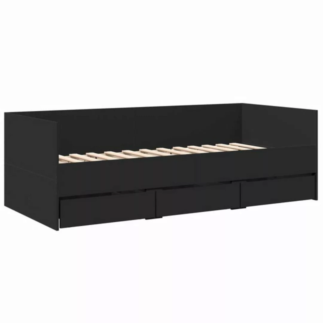 vidaXL Bett Tagesbett mit Schubladen Schwarz 90x200 cm Holzwerkstoff günstig online kaufen