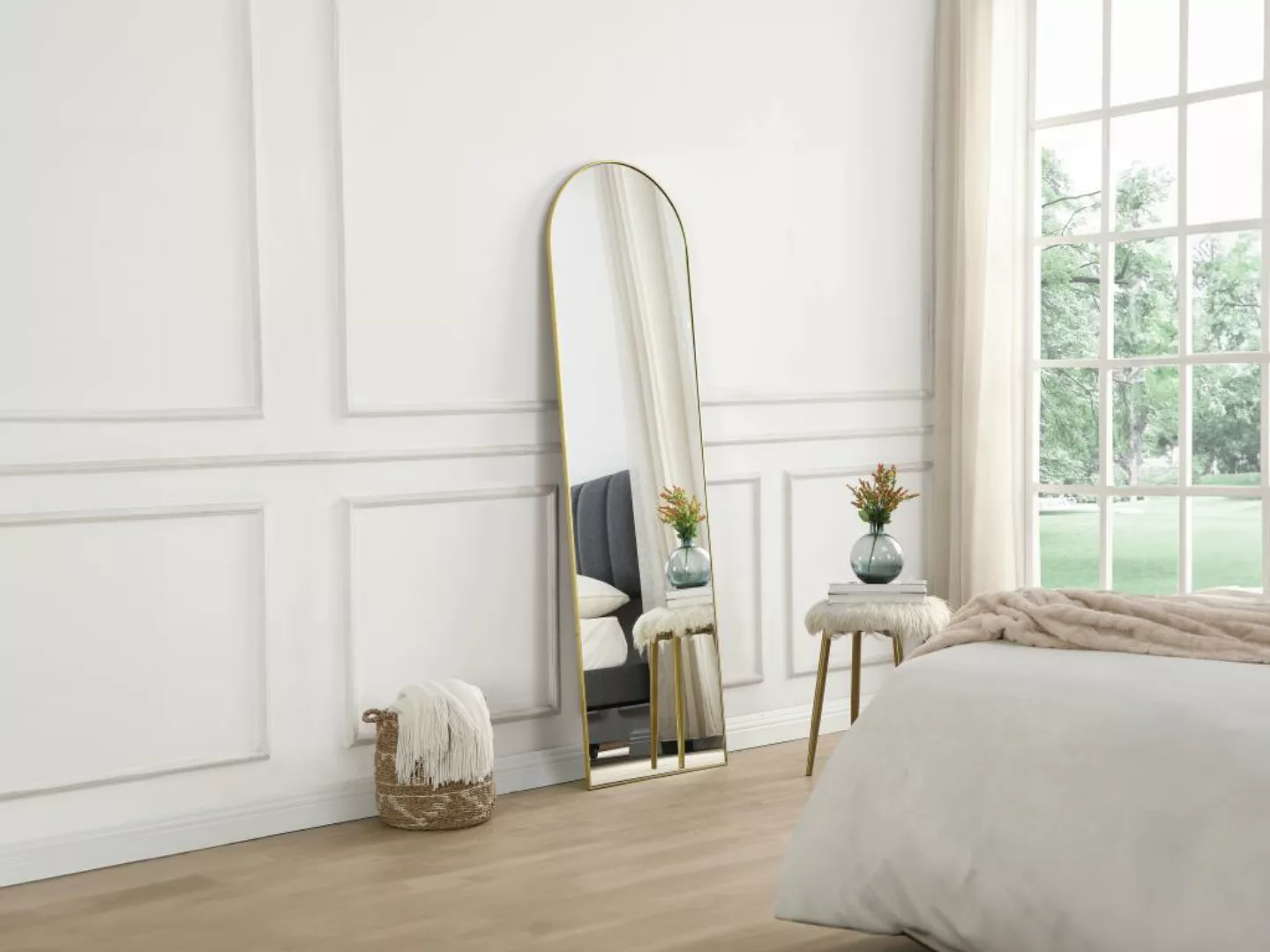 Bogenförmiger Spiegel zum Aufstellen - Metall - 50 x 170 cm - Goldfarben - günstig online kaufen