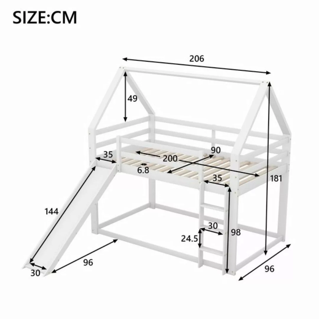 HAUSS SPLOE Etagenbett Kinderbett Hochbett Stockbett Hausbett (Grau, 90x200 günstig online kaufen