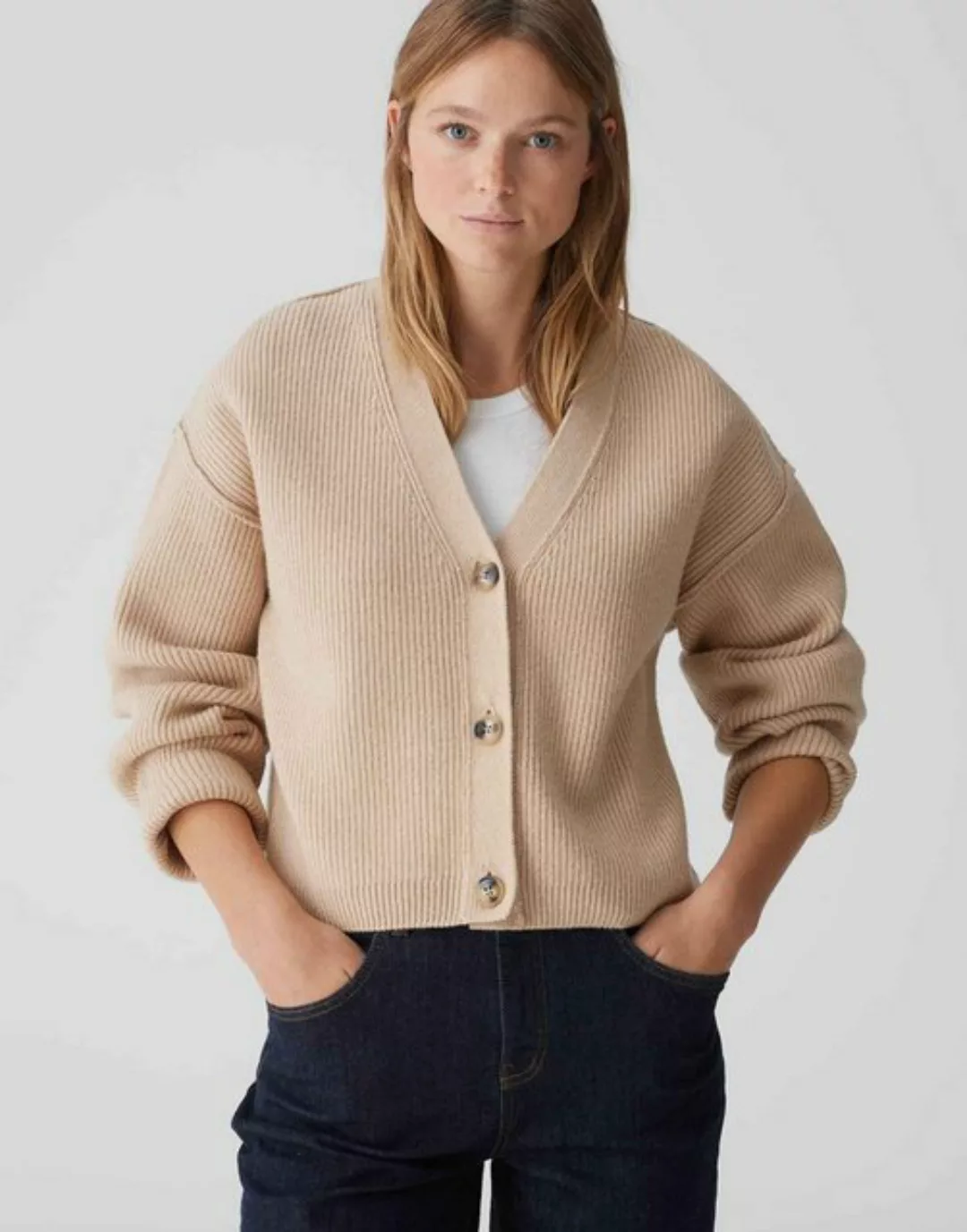 OPUS Cardigan Ripp-Cardigan DAUTUMA Loose mit Wolle Strick günstig online kaufen