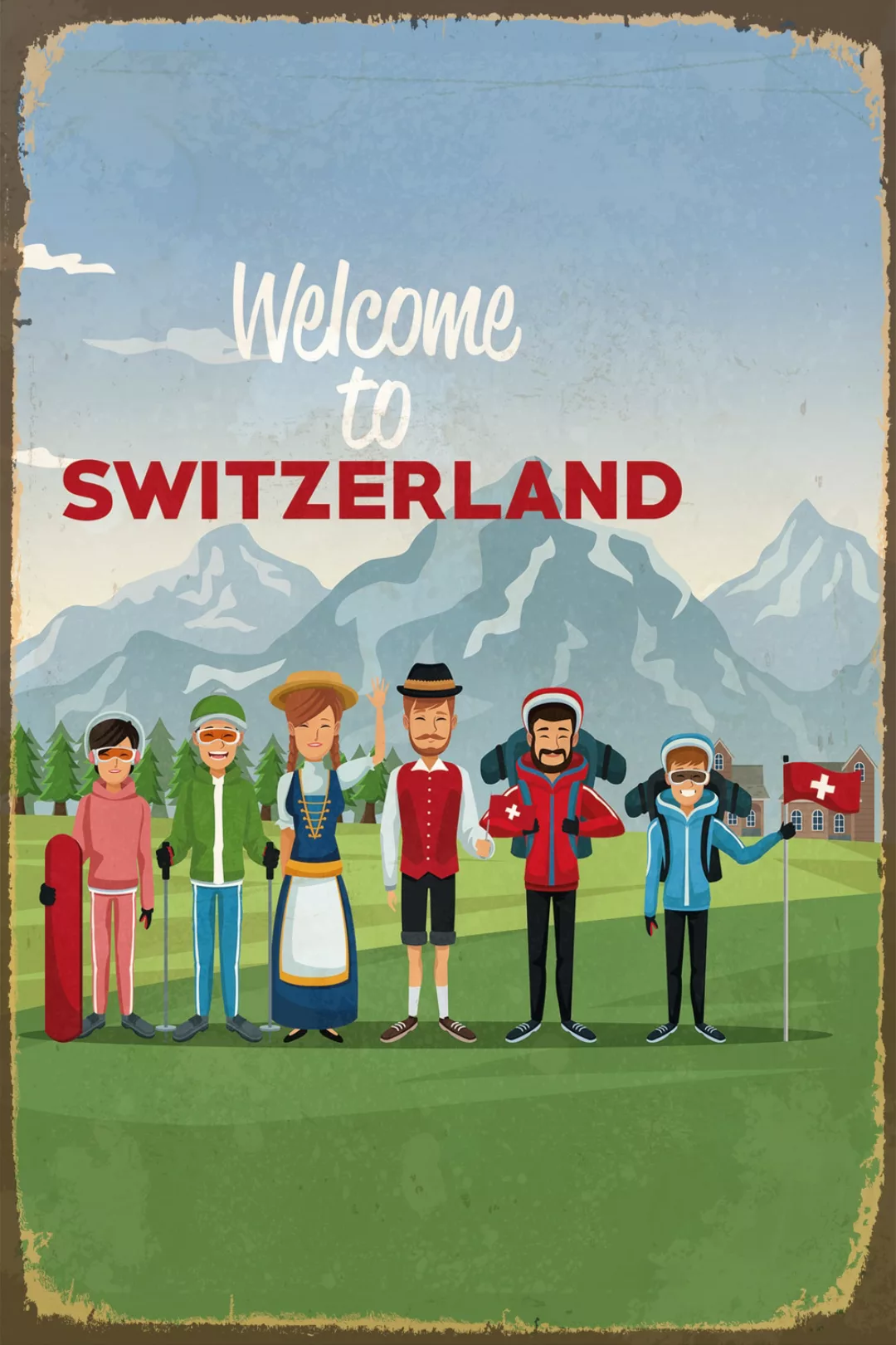 queence Metallbild "WELCOME TO SWITZERLAND", Schweiz günstig online kaufen