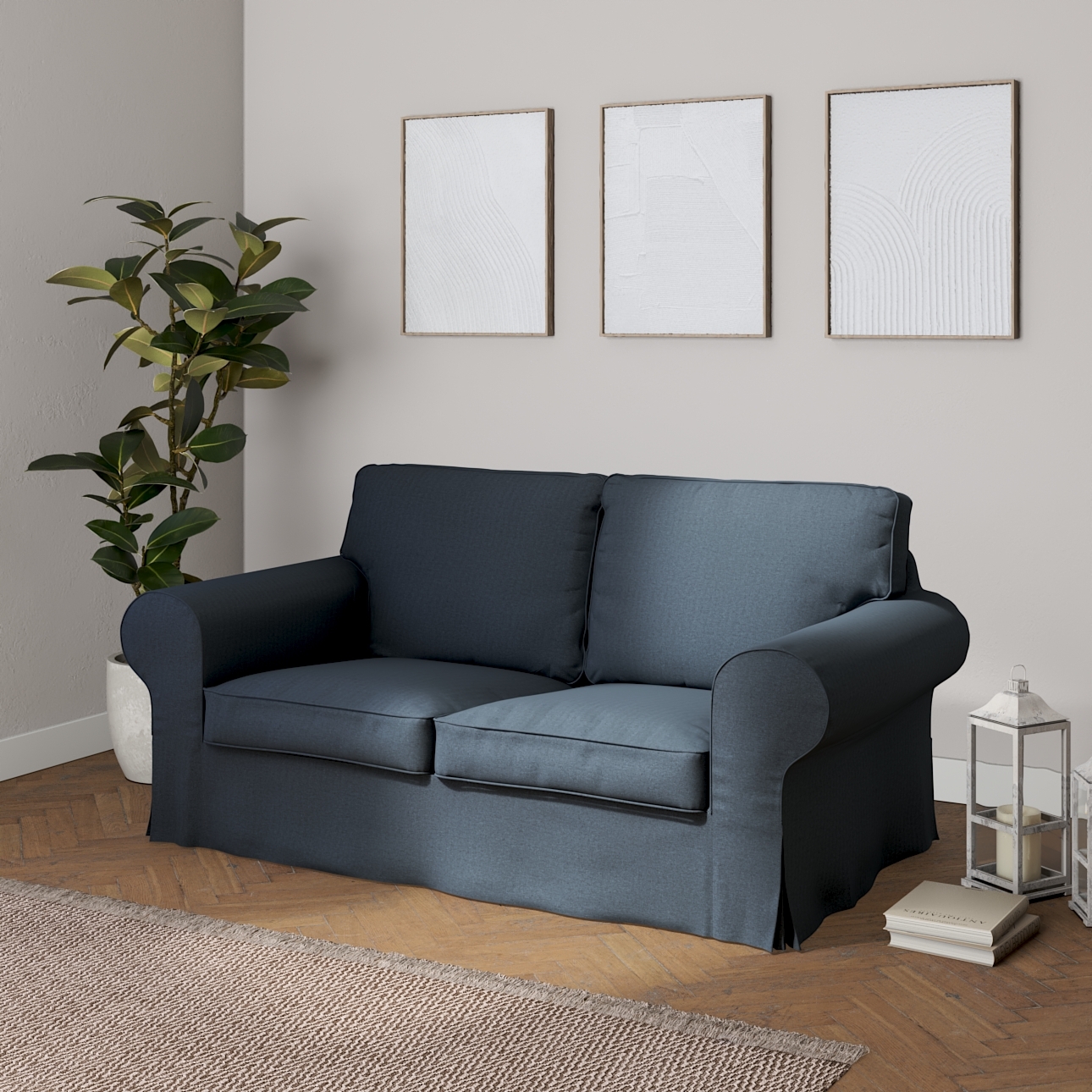 Bezug für Ektorp 2-Sitzer Sofa nicht ausklappbar, Dunkelblau, Sofabezug für günstig online kaufen