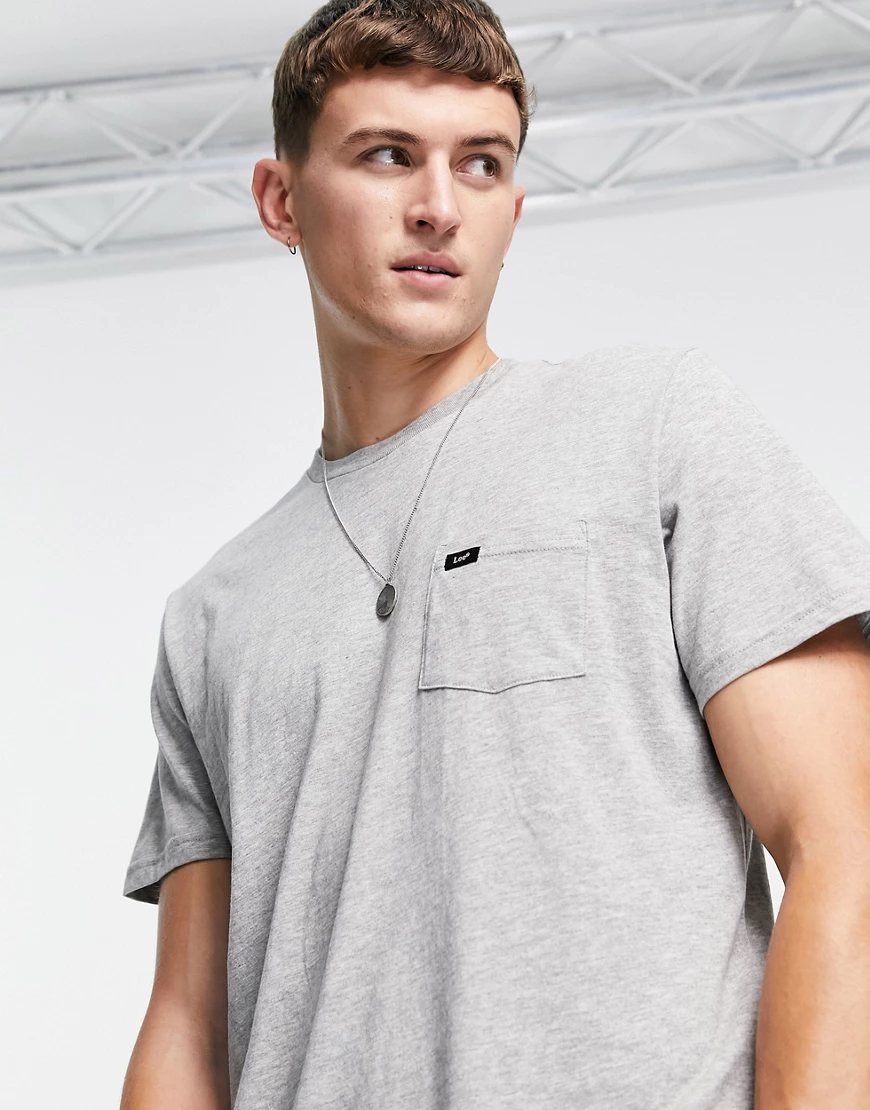 Lee – T-Shirt mit Tasche-Grau günstig online kaufen