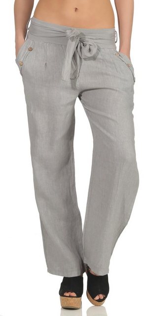 malito more than fashion Leinenhose 8174 feine Leinen Hose mit Stoffbindegü günstig online kaufen