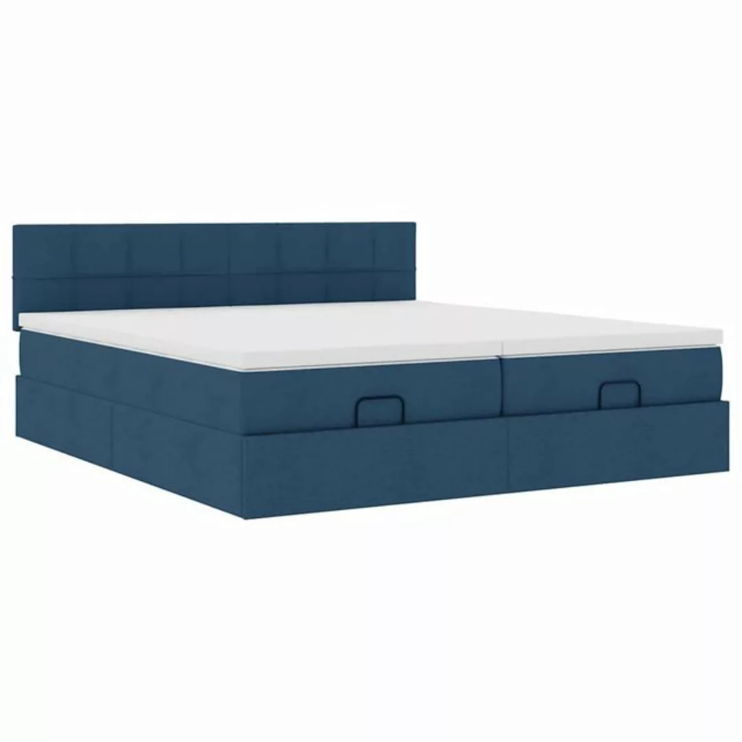 vidaXL Bett Ottoman-Bett mit Matratzen Blau 180x200 cm Stoff günstig online kaufen