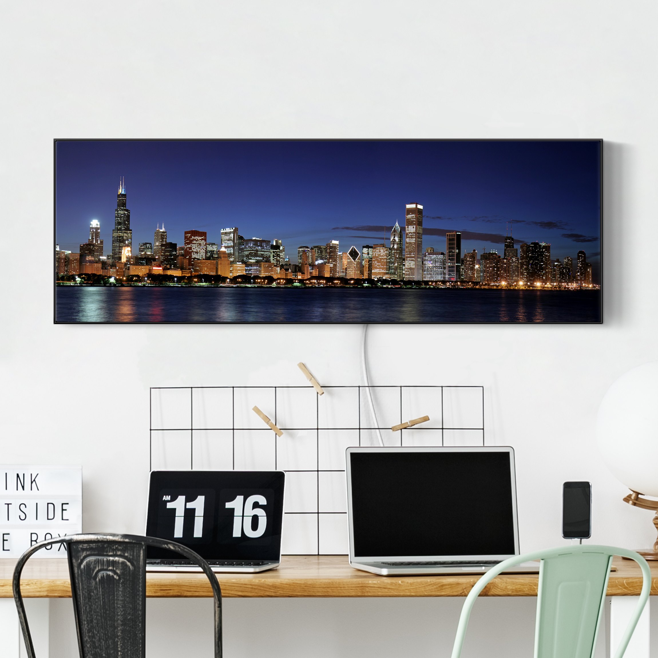 LED-Wechselbild Chicago Skyline bei Nacht günstig online kaufen