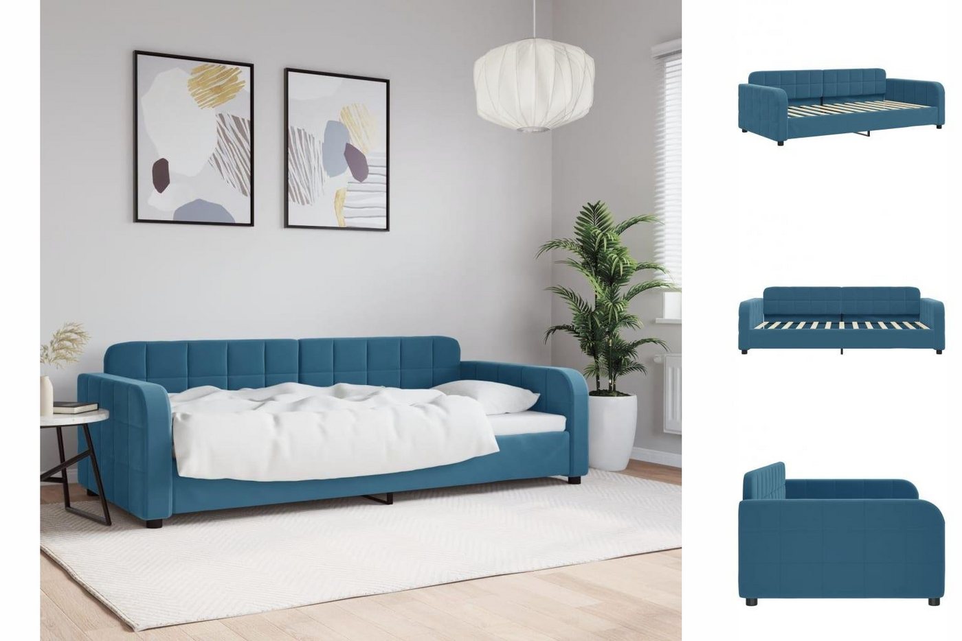 vidaXL Gästebett Tagesbett Blau 90x200 cm Samt Gästebett Gästecouch Gästeso günstig online kaufen