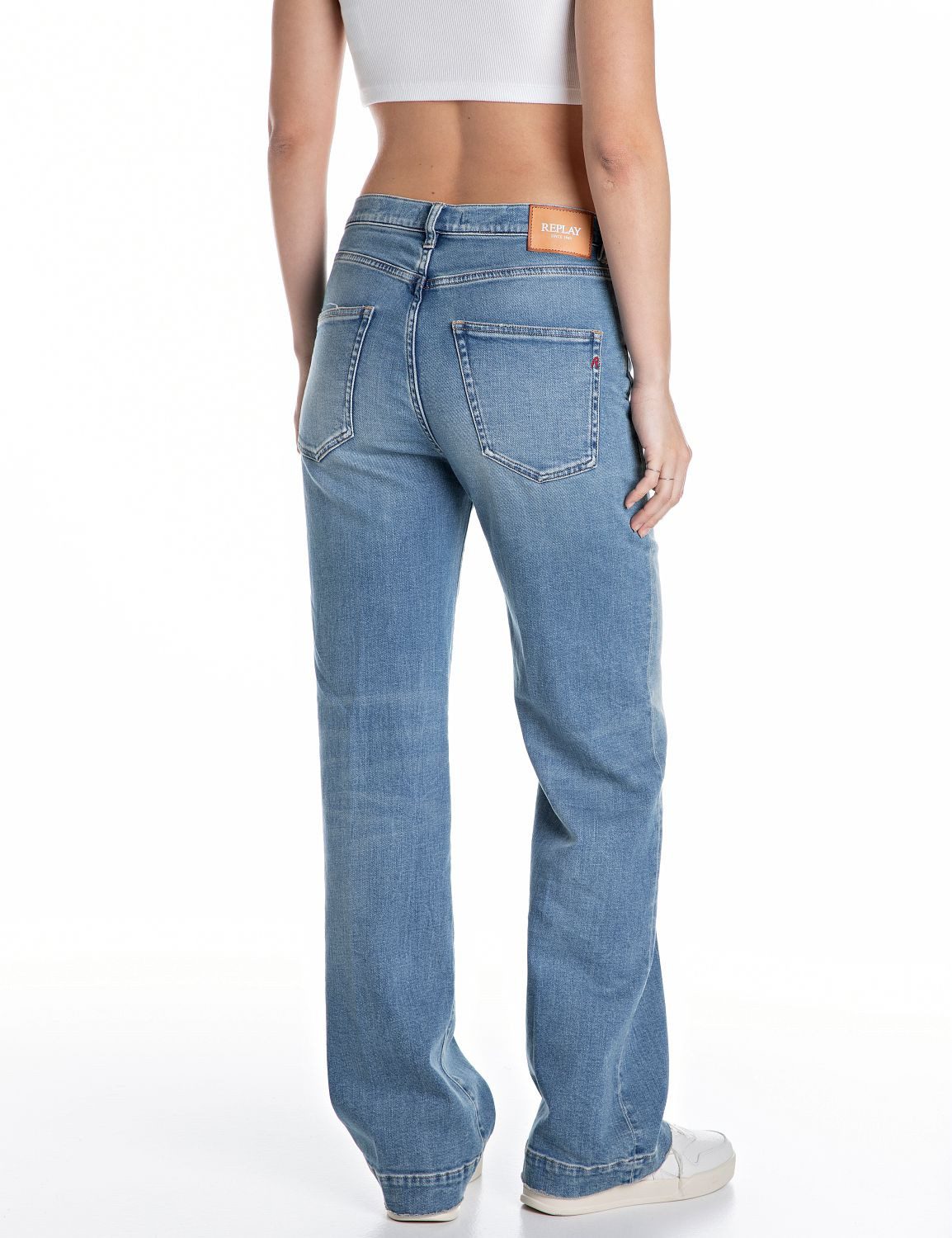 Replay Straight-Jeans MELJA mit weitem Bein günstig online kaufen