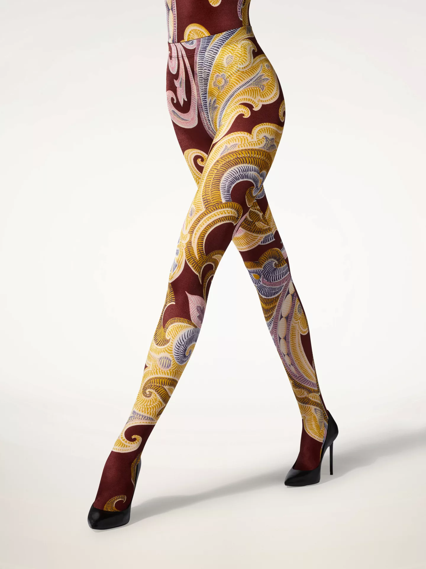 Wolford - Paisley Baroque Tights, Frau, bordeaux, Größe: M günstig online kaufen