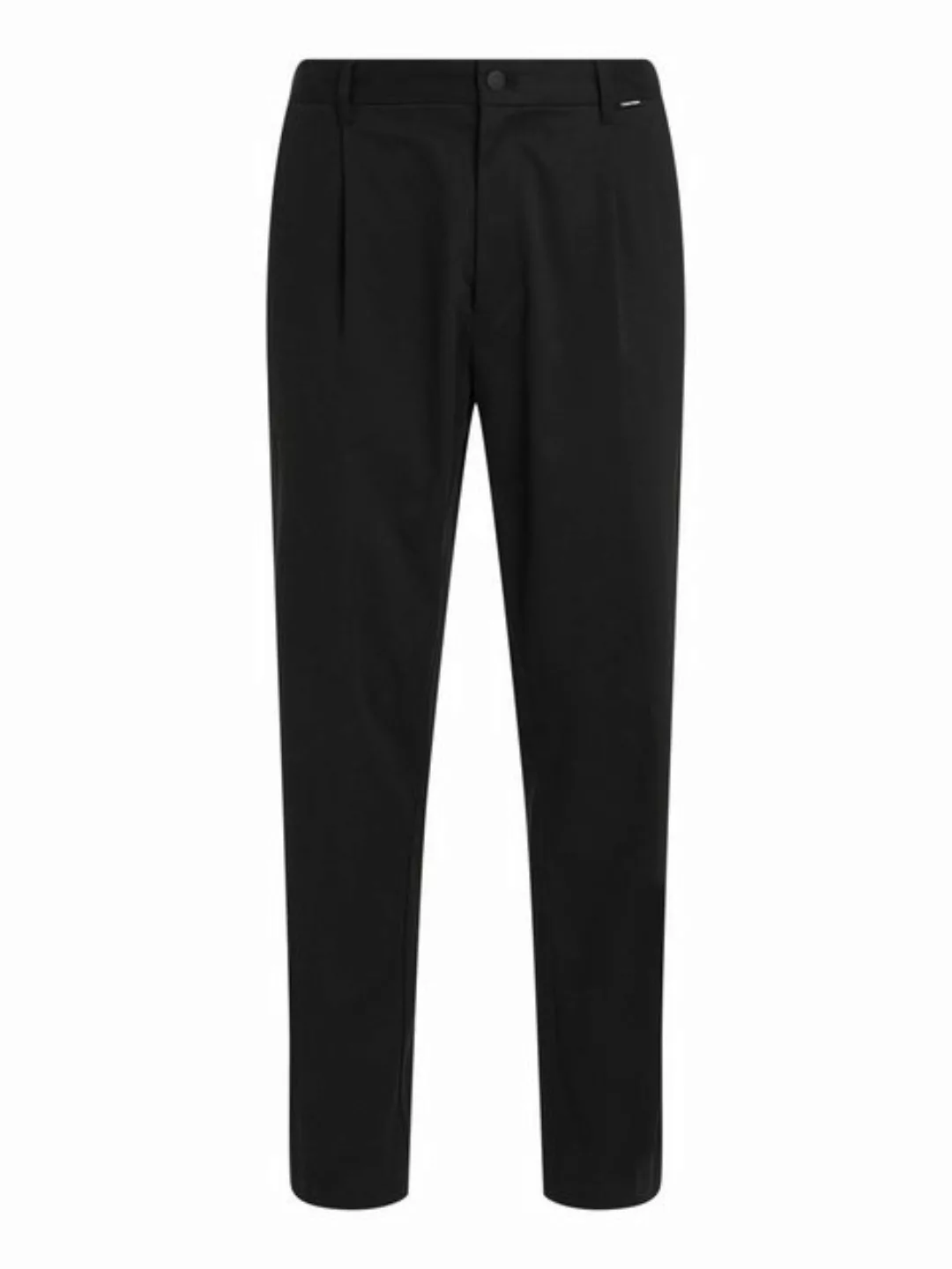 Calvin Klein Bügelfaltenhose MODERN TWILL TAPERED PLEAT PANTS mit Logoprägu günstig online kaufen