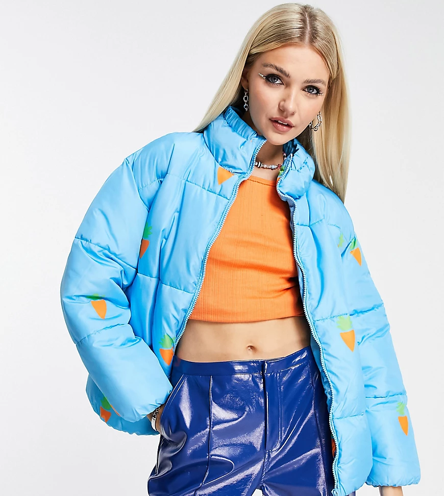 Native Youth – Wattierte Oversize-Jacke in leuchtendem Blau mit Karottenmus günstig online kaufen