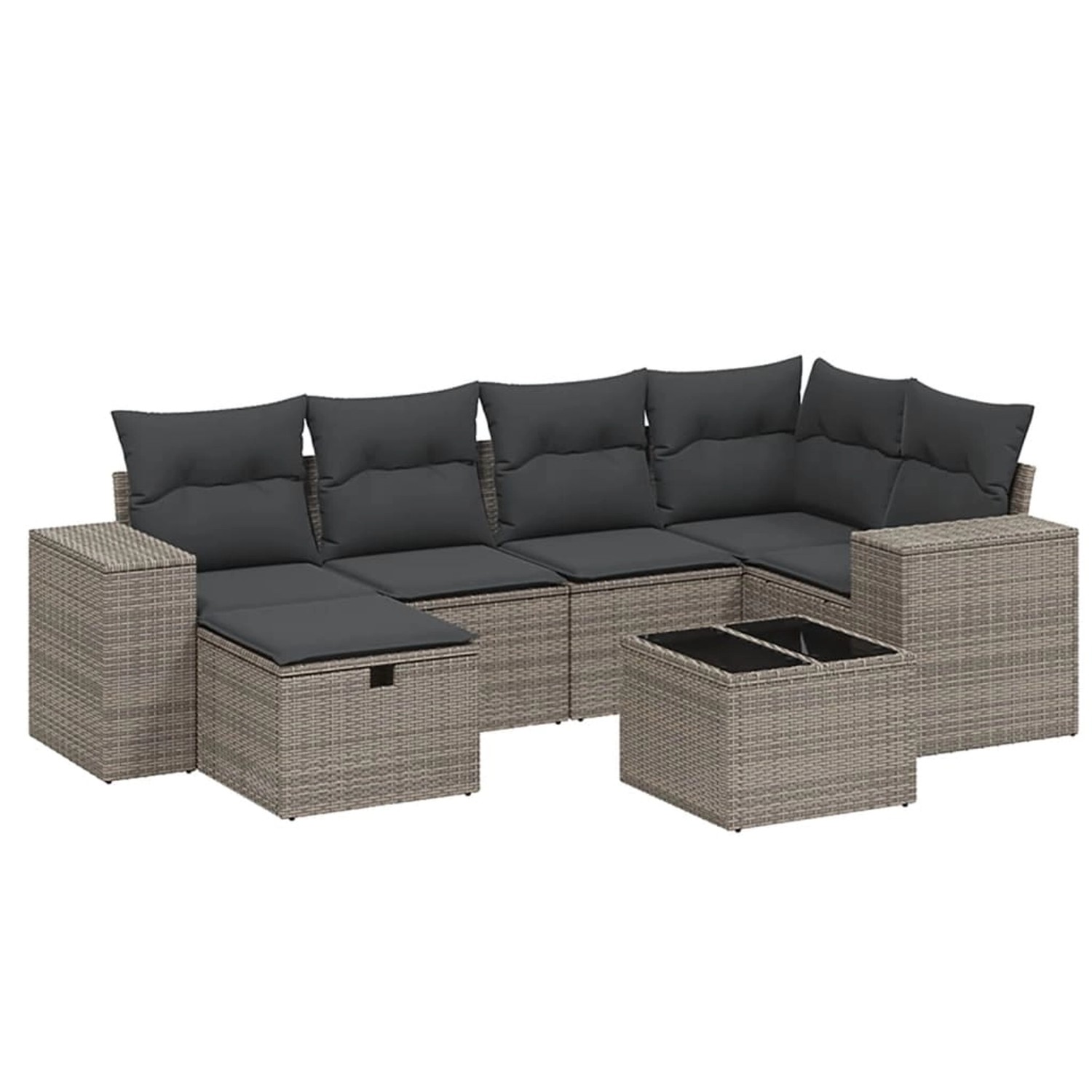 vidaXL 7-Tlg Garten-Sofagarnitur mit Kissen Grau Poly Rattan 3264426 günstig online kaufen