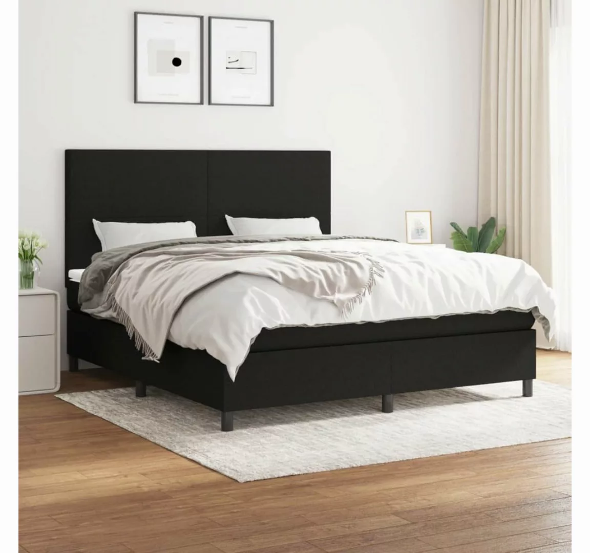 furnicato Bett Boxspringbett mit Matratze Schwarz 160x200 cm Stoff günstig online kaufen