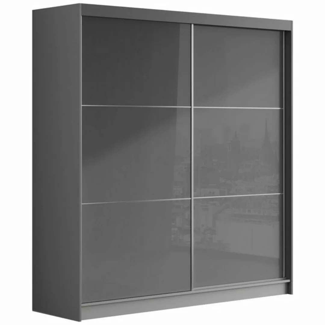 MKS MÖBEL Kleiderschrank VALENCIA Garderobe 200 cm mit Lacobel-Glas, Modern günstig online kaufen