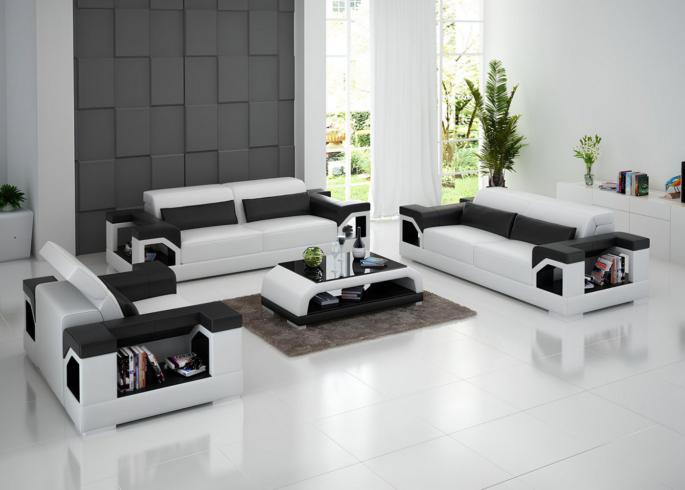 Xlmoebel Sofa Sofa aus Leder Set 3+2+1 Sitzer, modernes Design, Garnitur Co günstig online kaufen