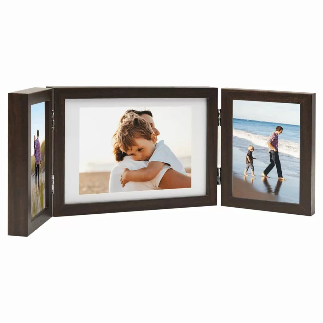 vidaXL Bilderrahmen Dreifach-Bilderrahmen Collage Dunkelbraun 28x18 günstig online kaufen