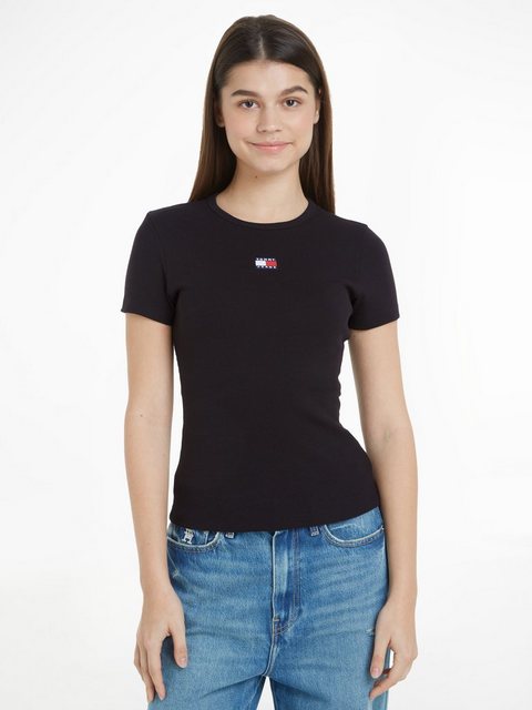 Tommy Jeans Rundhalsshirt TJW SLIM BADGE RIB TEE in Rippoptik, mit Logo-Sti günstig online kaufen