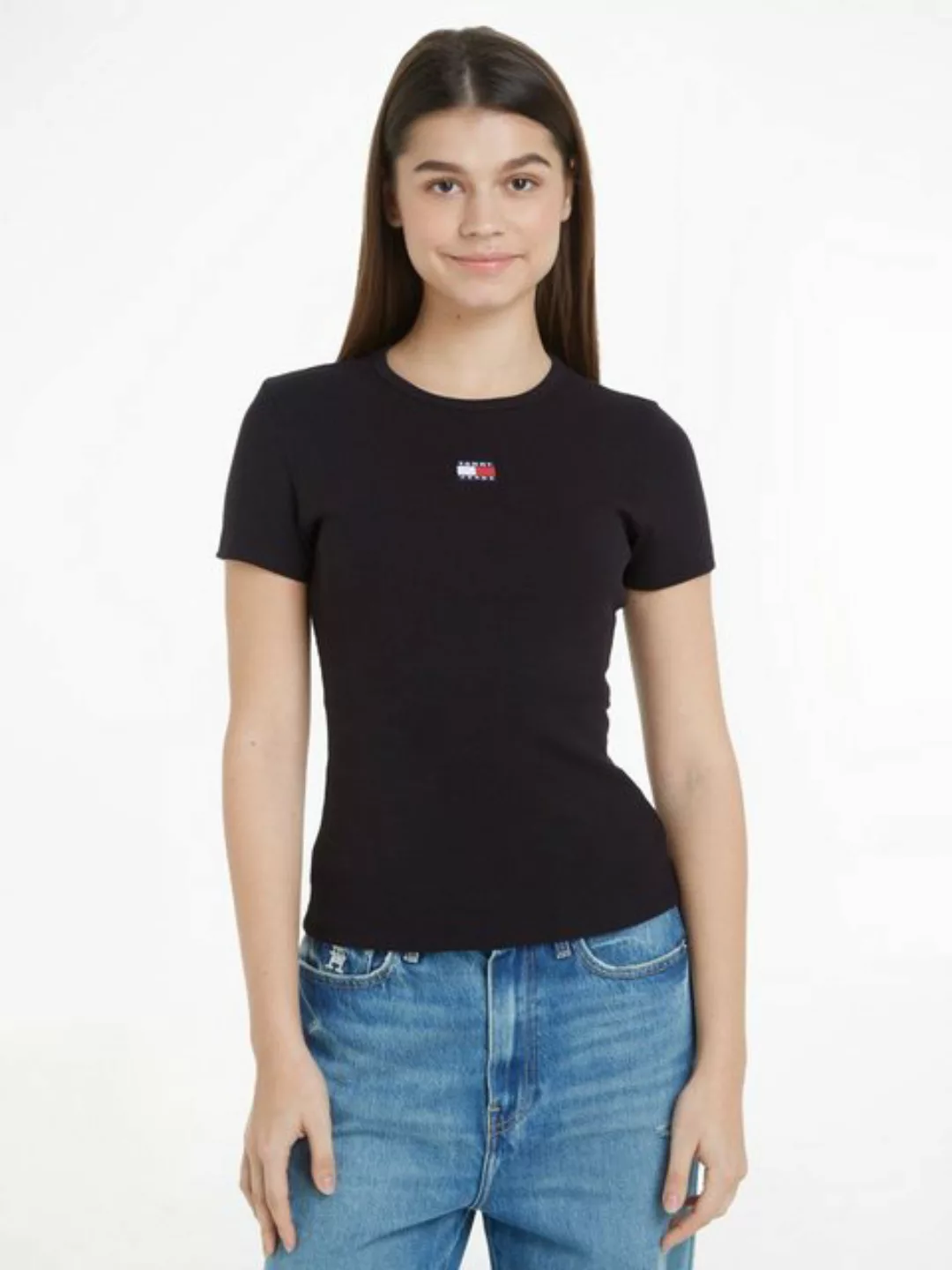 Tommy Jeans Rundhalsshirt TJW SLIM BADGE RIB TEE mit Tommy Jeans Logo-Stick günstig online kaufen