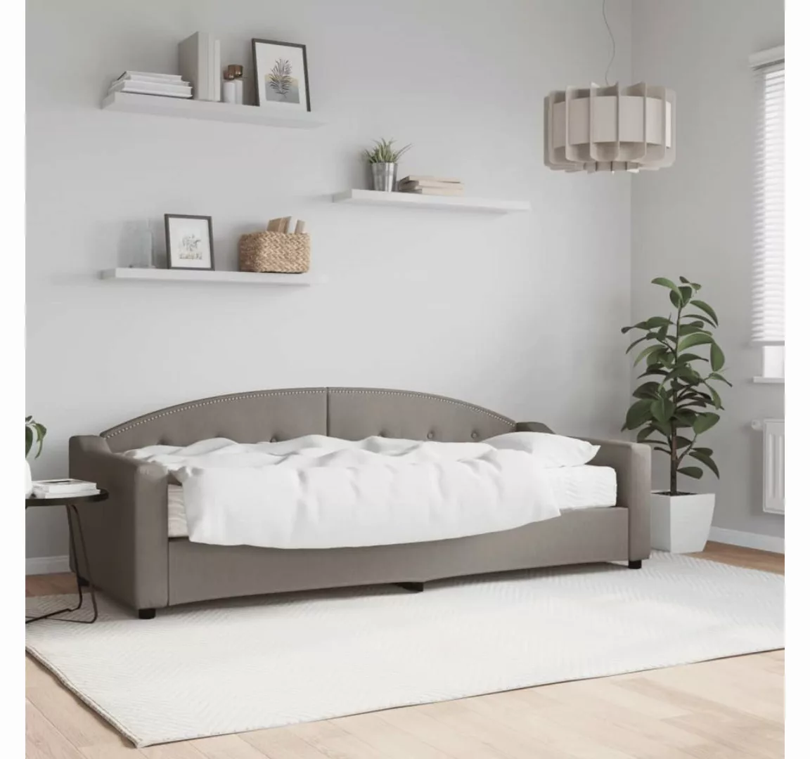 vidaXL Gästebett Gästebett Tagesbett mit Matratze Taupe 80x200 cm Stoff Bet günstig online kaufen